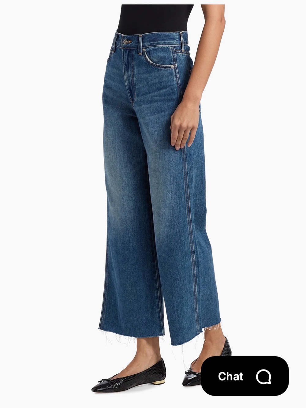 Wide-Leg Crop Jeans in Medium Blue